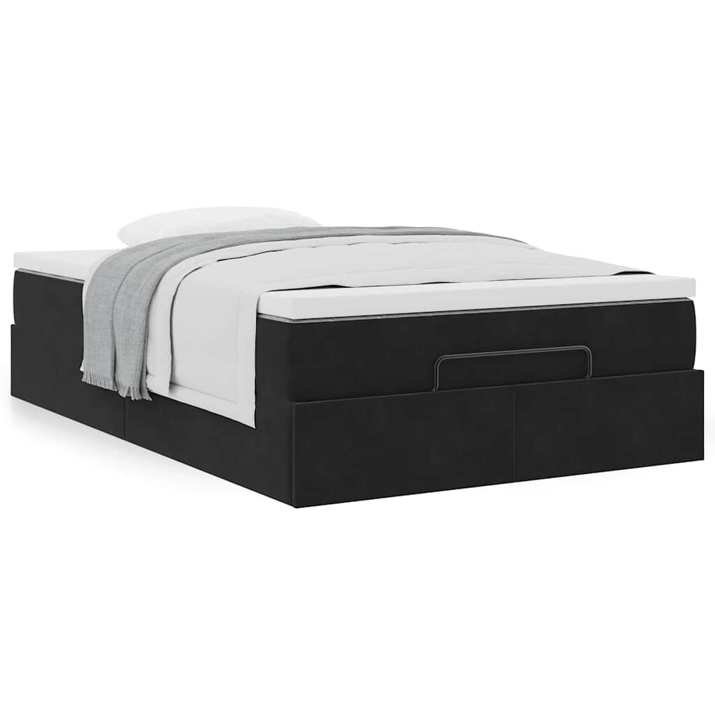 vidaXL Οθωμανικό κρεβάτι με στρώμα Μαύρο 120x190 cm Velvet