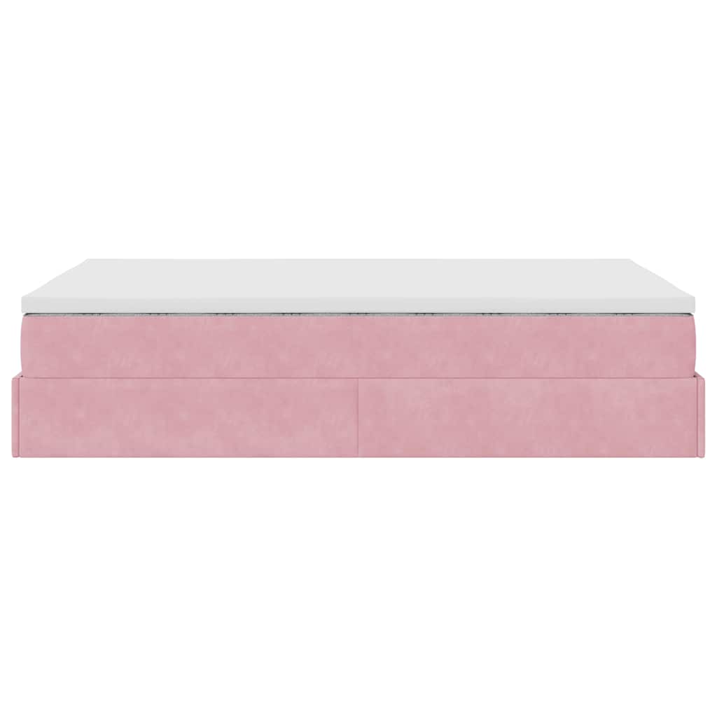 vidaXL Οθωμανικό κρεβάτι με στρώμα ροζ 120x190 cm Velvet