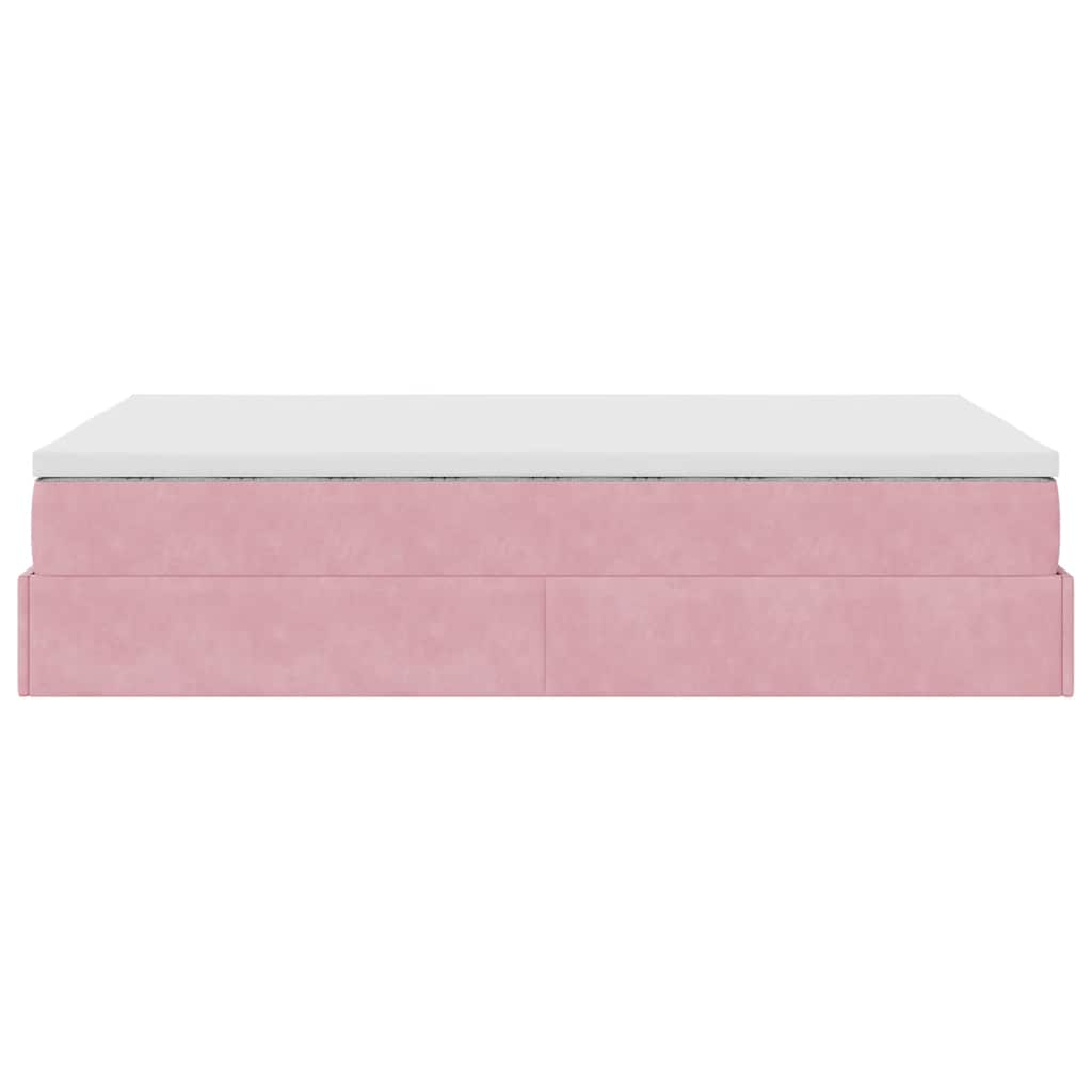 vidaXL Οθωμανικό κρεβάτι με στρώμα ροζ 120x200cm Velvet