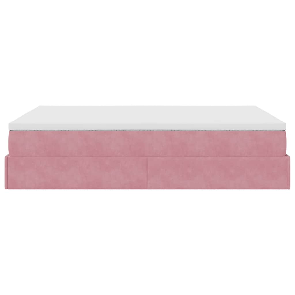vidaXL Οθωμανικό κρεβάτι με στρώμα ροζ 140x190cm Βελούδο