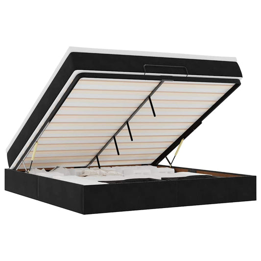 vidaXL Οθωμανικό κρεβάτι με στρώμα Μαύρο 160x200cm Velvet