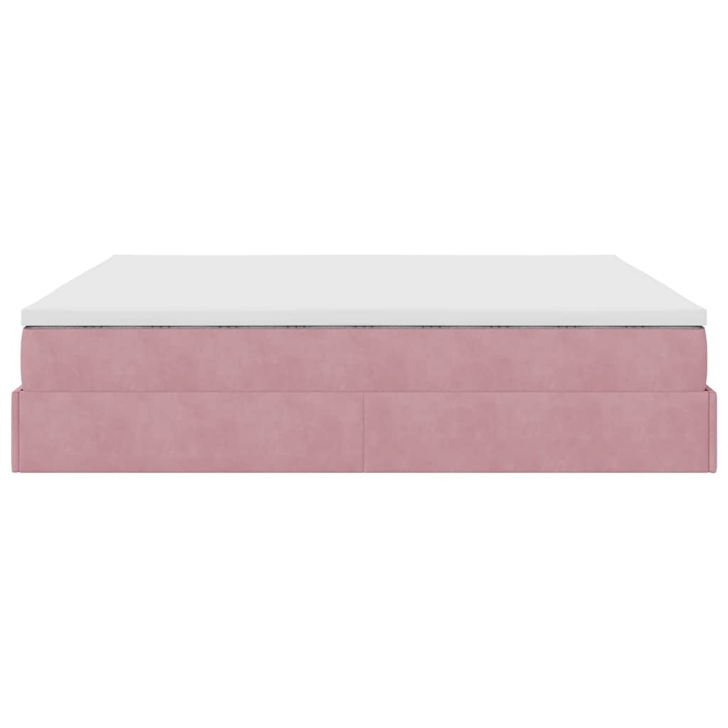 vidaXL Οθωμανικό κρεβάτι με στρώμα ροζ 160x200cm Βελούδο