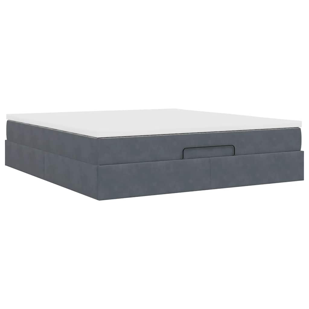 vidaXL Οθωμανικό κρεβάτι με στρώμα σκούρο γκρι 180x200cm Velvet