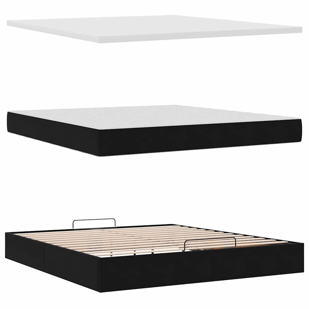 vidaXL Οθωμανικό κρεβάτι με στρώμα Μαύρο 180x200cm Velvet