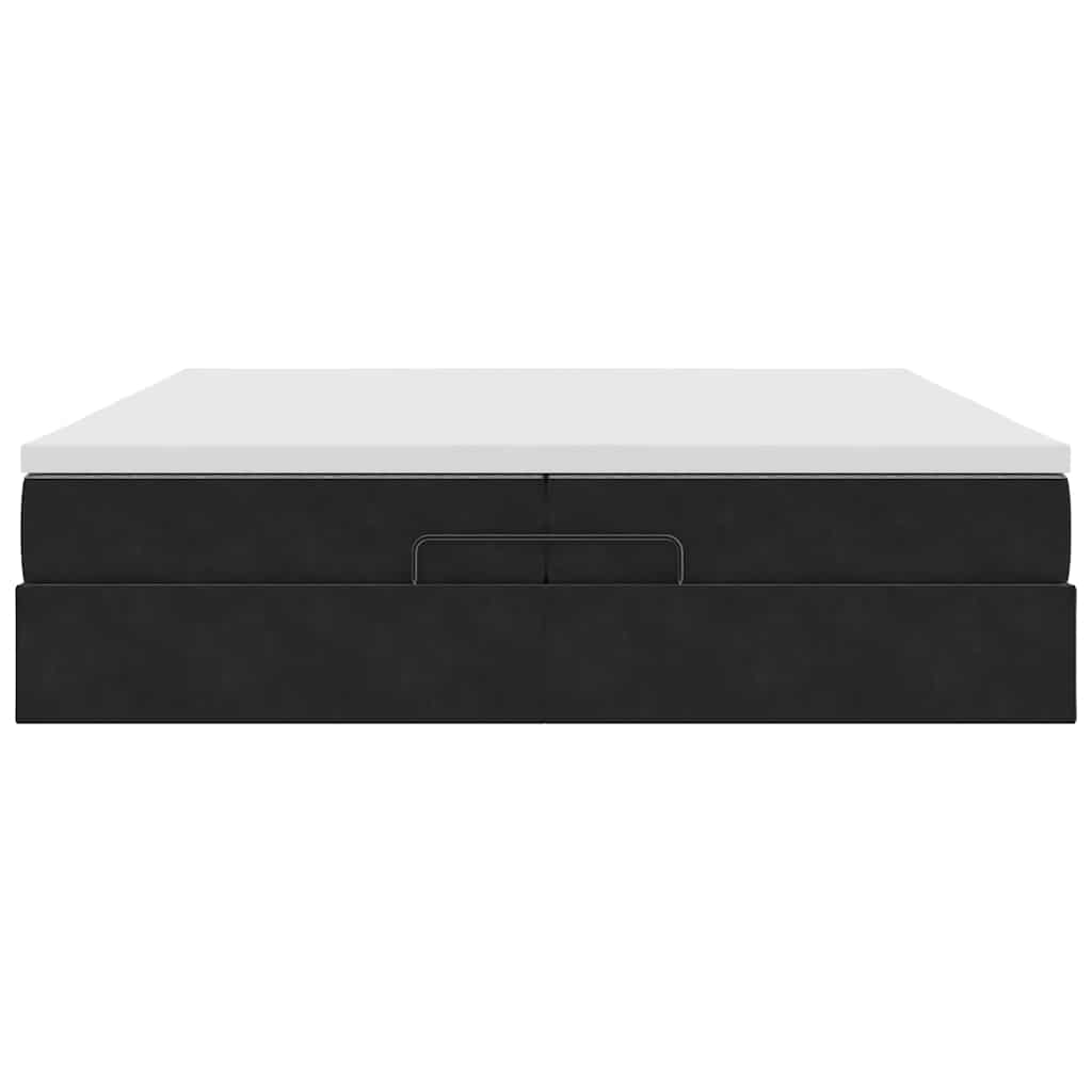 vidaXL Οθωμανικό κρεβάτι με στρώματα Μαύρο 200x200cm Velvet
