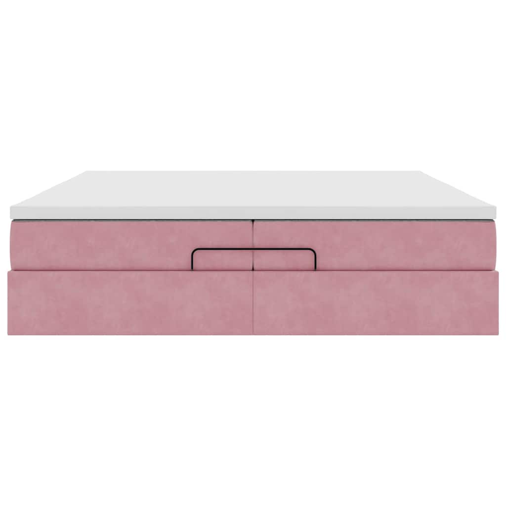 vidaXL Οθωμανικό κρεβάτι με στρώματα ροζ 200x200cm Velvet