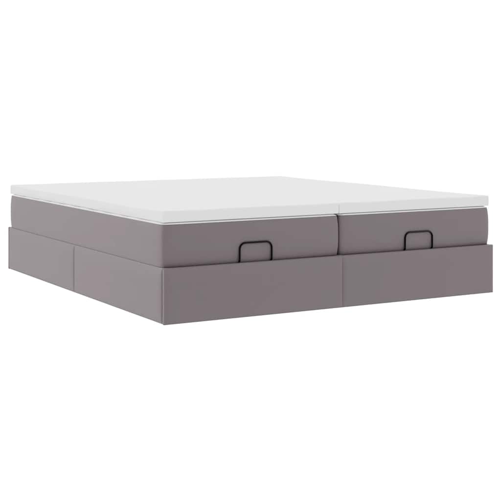 vidaXL Οθωμανικό κρεβάτι με στρώματα Γκρι 160x200cm Faux Leather