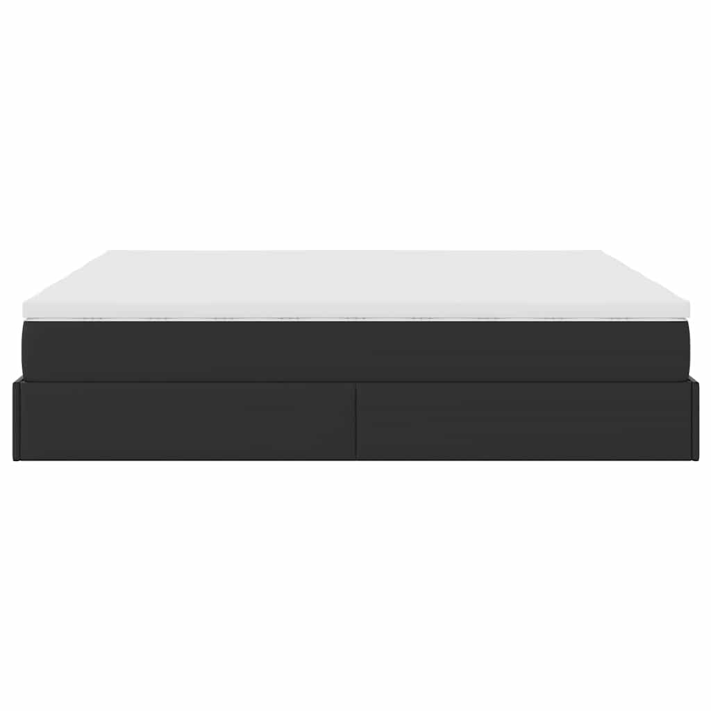 vidaXL Οθωμανικό κρεβάτι με στρώματα Μαύρο 180x200cm Faux Leather