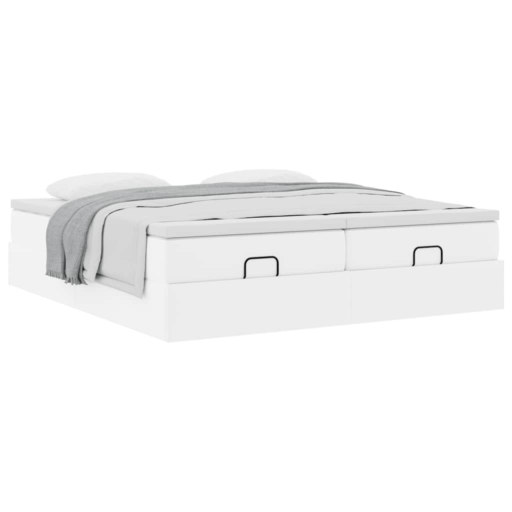 vidaXL Οθωμανικό κρεβάτι με στρώματα Λευκό 180x200cm Faux Leather