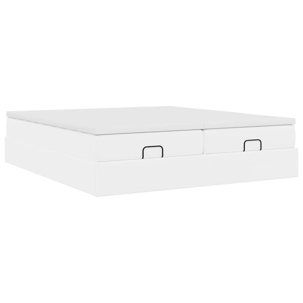 vidaXL Οθωμανικό κρεβάτι με στρώματα Λευκό 180x200cm Faux Leather