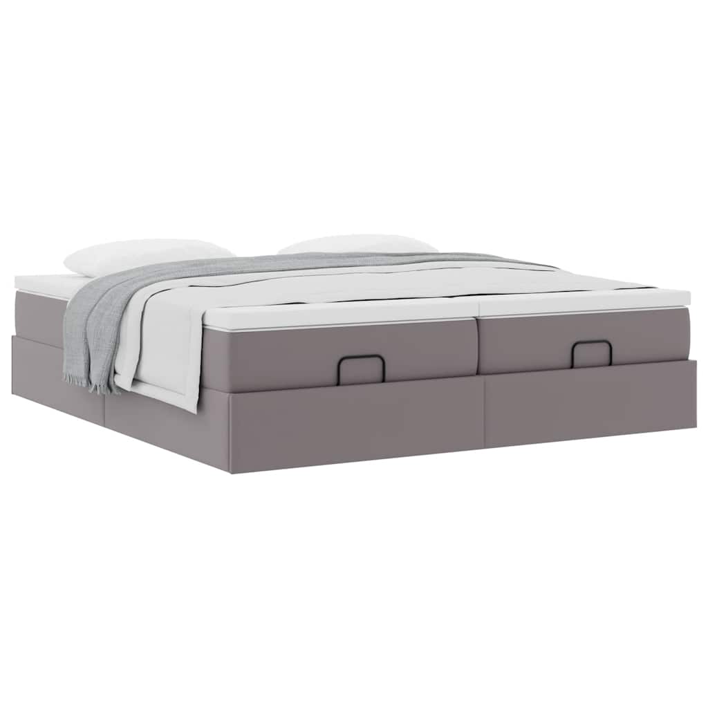 vidaXL Οθωμανικό Κρεβάτι με Στρώματα Γκρι 180x200cm Faux Leather