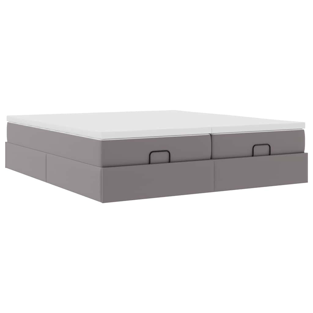 vidaXL Οθωμανικό Κρεβάτι με Στρώματα Γκρι 180x200cm Faux Leather