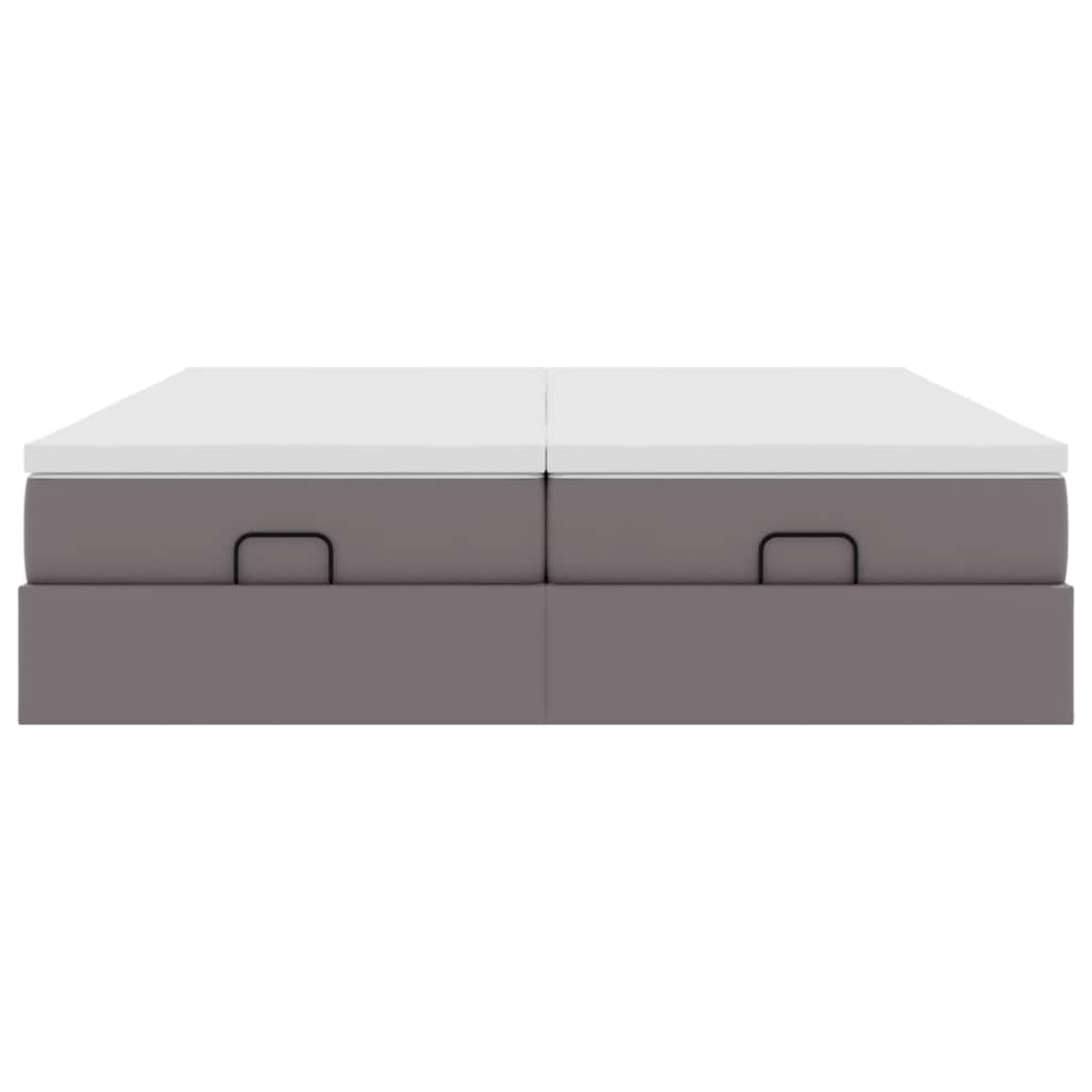 vidaXL Οθωμανικό Κρεβάτι με Στρώματα Γκρι 180x200cm Faux Leather
