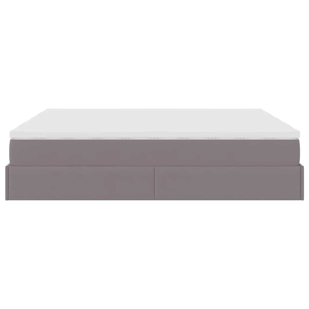 vidaXL Οθωμανικό Κρεβάτι με Στρώματα Γκρι 180x200cm Faux Leather