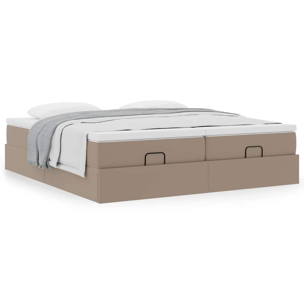 vidaXL Οθωμανικό κρεβάτι με στρώματα Cappucino 180x200cm Faux Leather