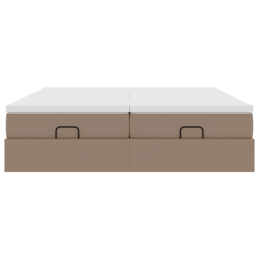 vidaXL Οθωμανικό κρεβάτι με στρώματα Cappucino 180x200cm Faux Leather