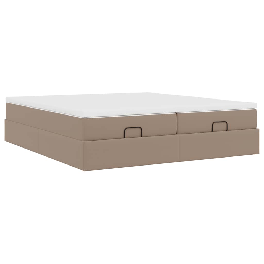 vidaXL Οθωμανικό κρεβάτι με στρώματα Cappucino 180x200cm Faux Leather