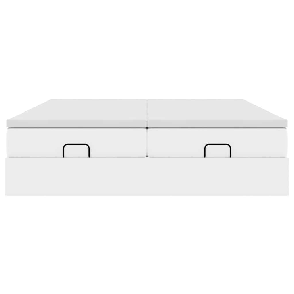 vidaXL Οθωμανικό κρεβάτι με στρώματα Λευκό 200x200cm Faux Leather