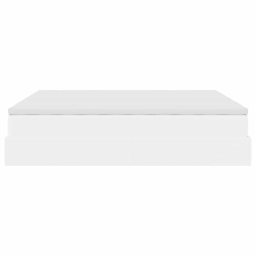 vidaXL Οθωμανικό κρεβάτι με στρώματα Λευκό 200x200cm Faux Leather