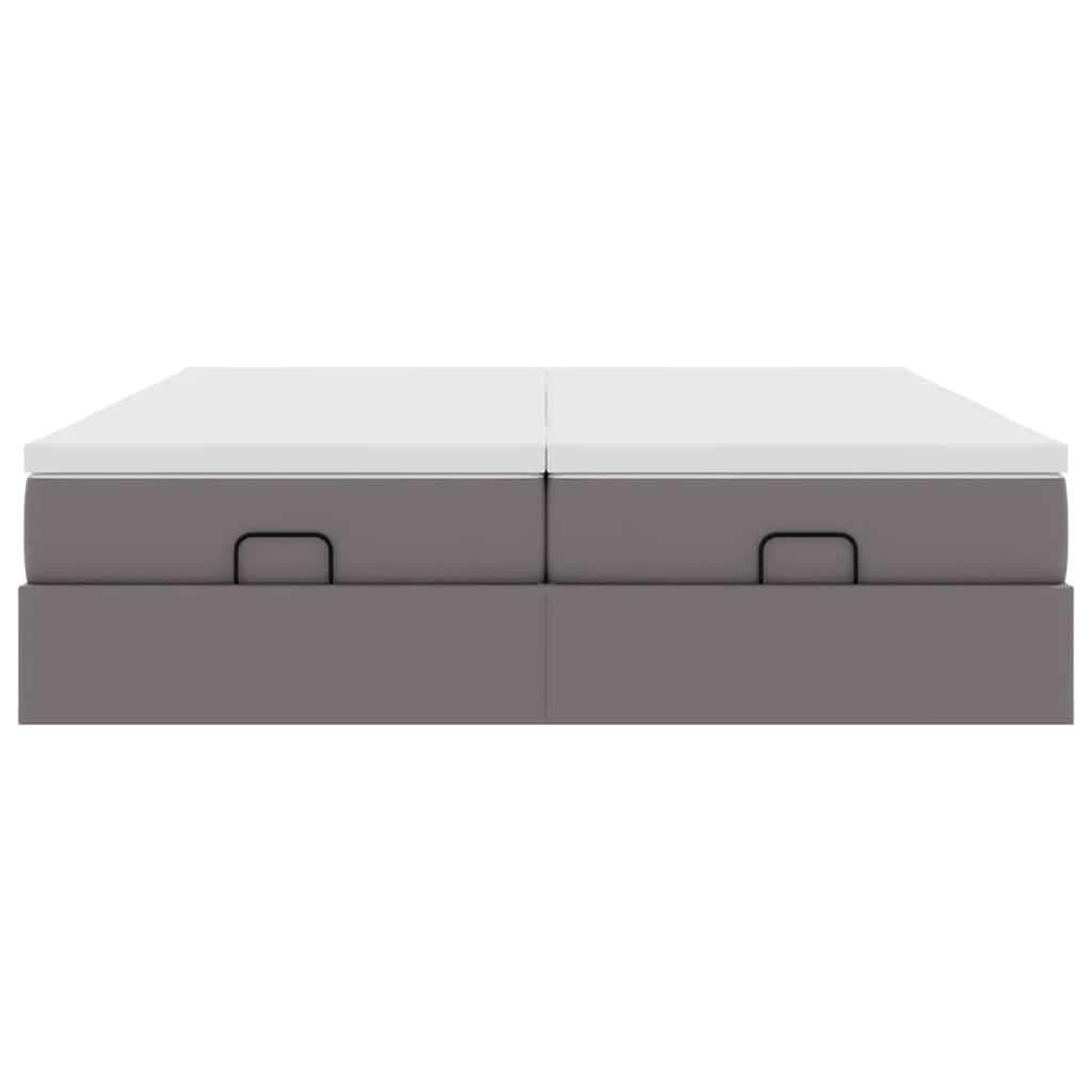 vidaXL Οθωμανικό κρεβάτι με στρώματα Γκρι 200x200cm Faux Leather