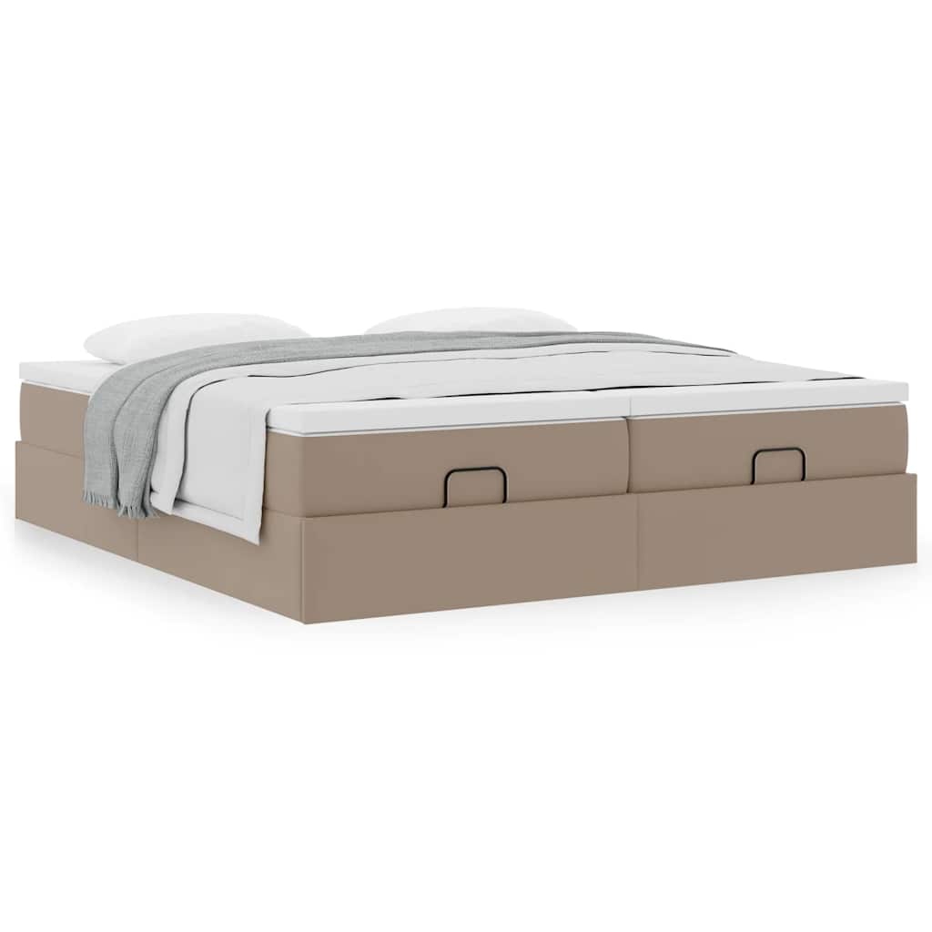 vidaXL Οθωμανικό κρεβάτι με στρώματα Cappucino 200x200cm Faux Leather