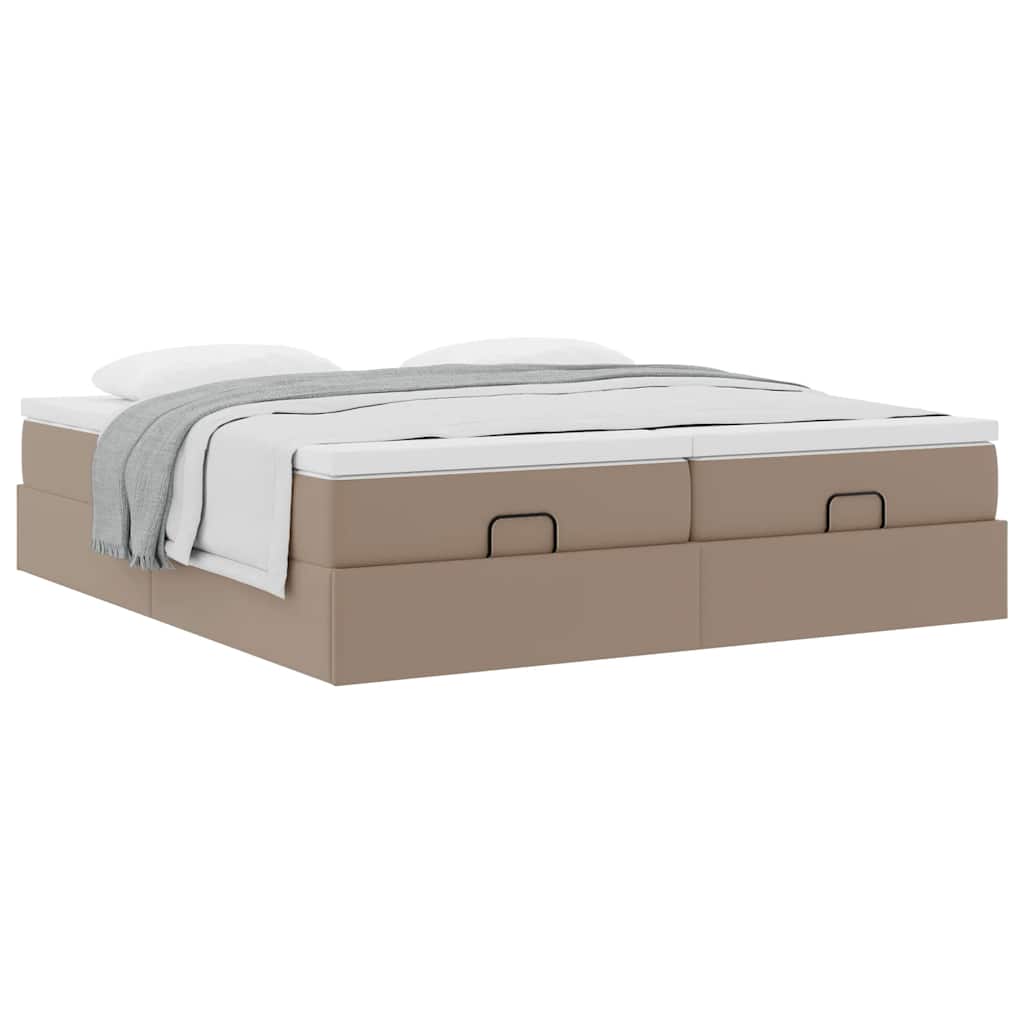vidaXL Οθωμανικό κρεβάτι με στρώματα Cappucino 200x200cm Faux Leather