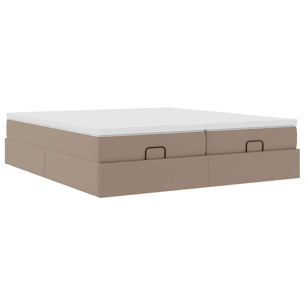 vidaXL Οθωμανικό κρεβάτι με στρώματα Cappucino 200x200cm Faux Leather