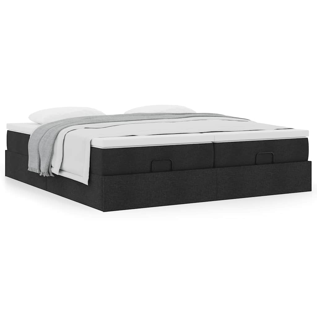 vidaXL Οθωμανικό κρεβάτι με στρώματα Μαύρο 160x200cm Ύφασμα