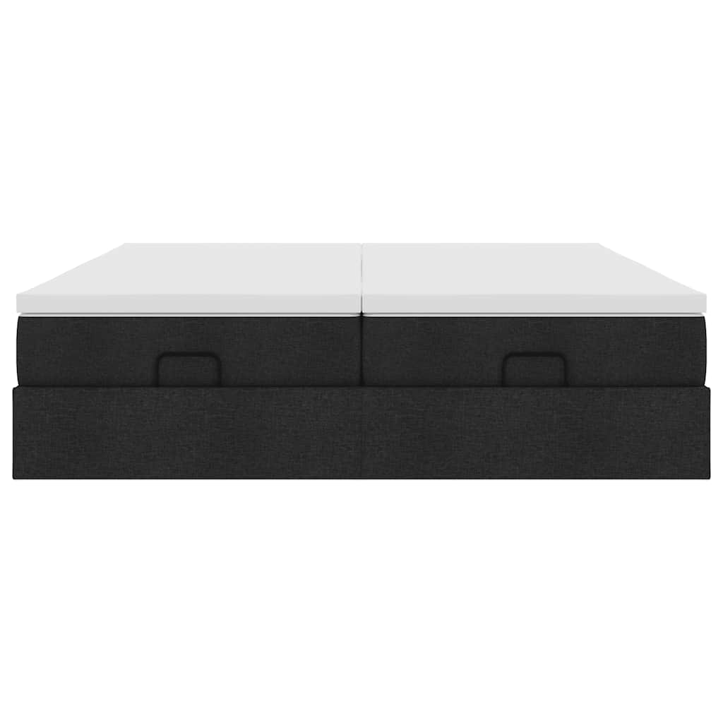 vidaXL Οθωμανικό κρεβάτι με στρώματα Μαύρο 160x200cm Ύφασμα