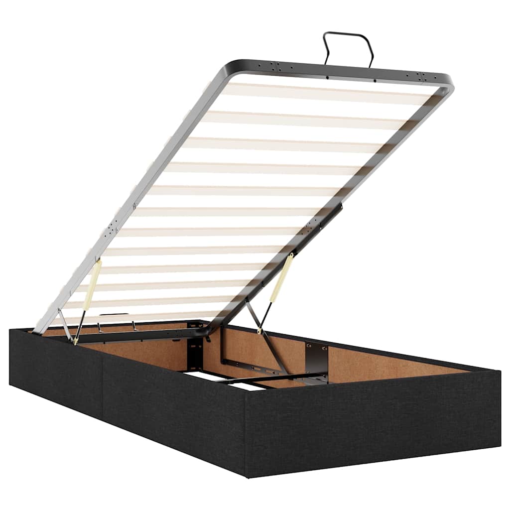 vidaXL Οθωμανικό κρεβάτι με στρώματα Μαύρο 160x200cm Ύφασμα