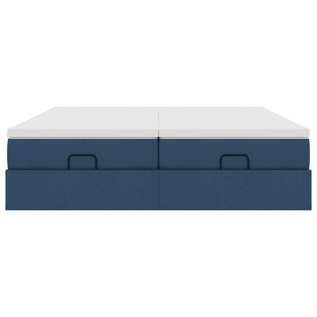 vidaXL Οθωμανικό κρεβάτι με στρώματα μπλε 160x200cm ύφασμα