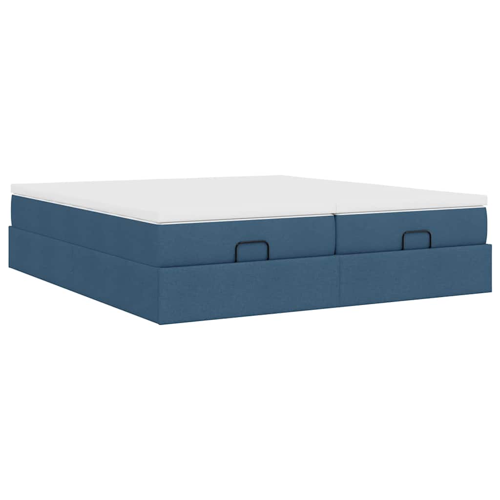 vidaXL Οθωμανικό κρεβάτι με στρώματα μπλε 160x200cm ύφασμα