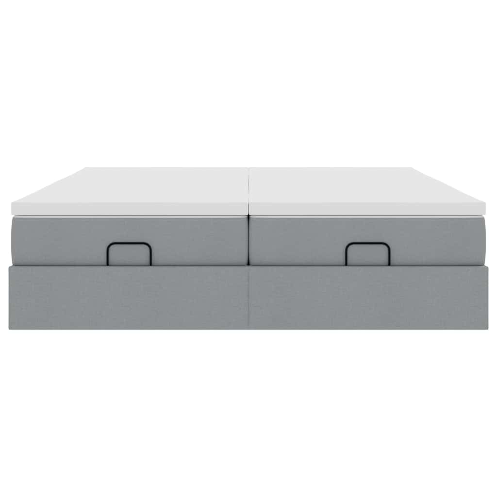 vidaXL Οθωμανικό κρεβάτι με στρώματα ανοιχτό γκρι 180x200cm ύφασμα