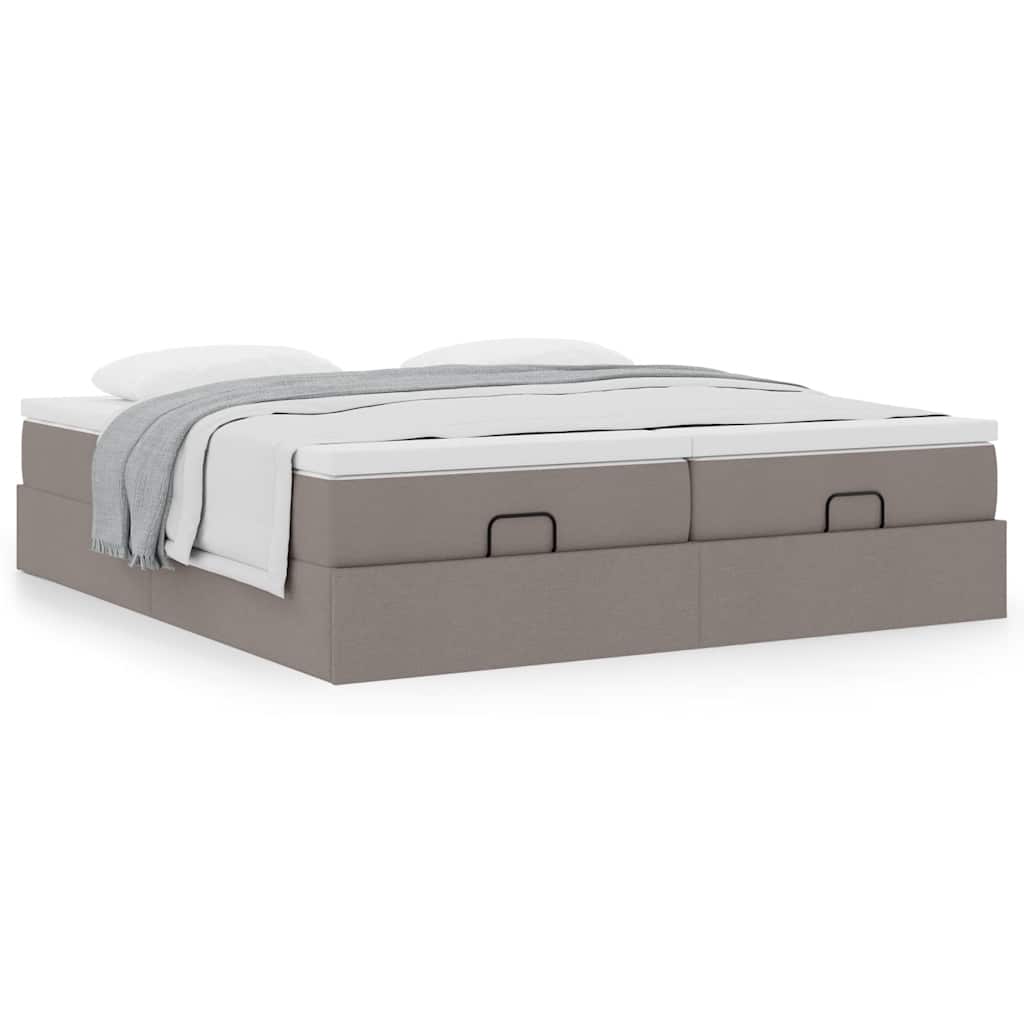 vidaXL Οθωμανικό κρεβάτι με στρώματα Taupe 180x200cm ύφασμα