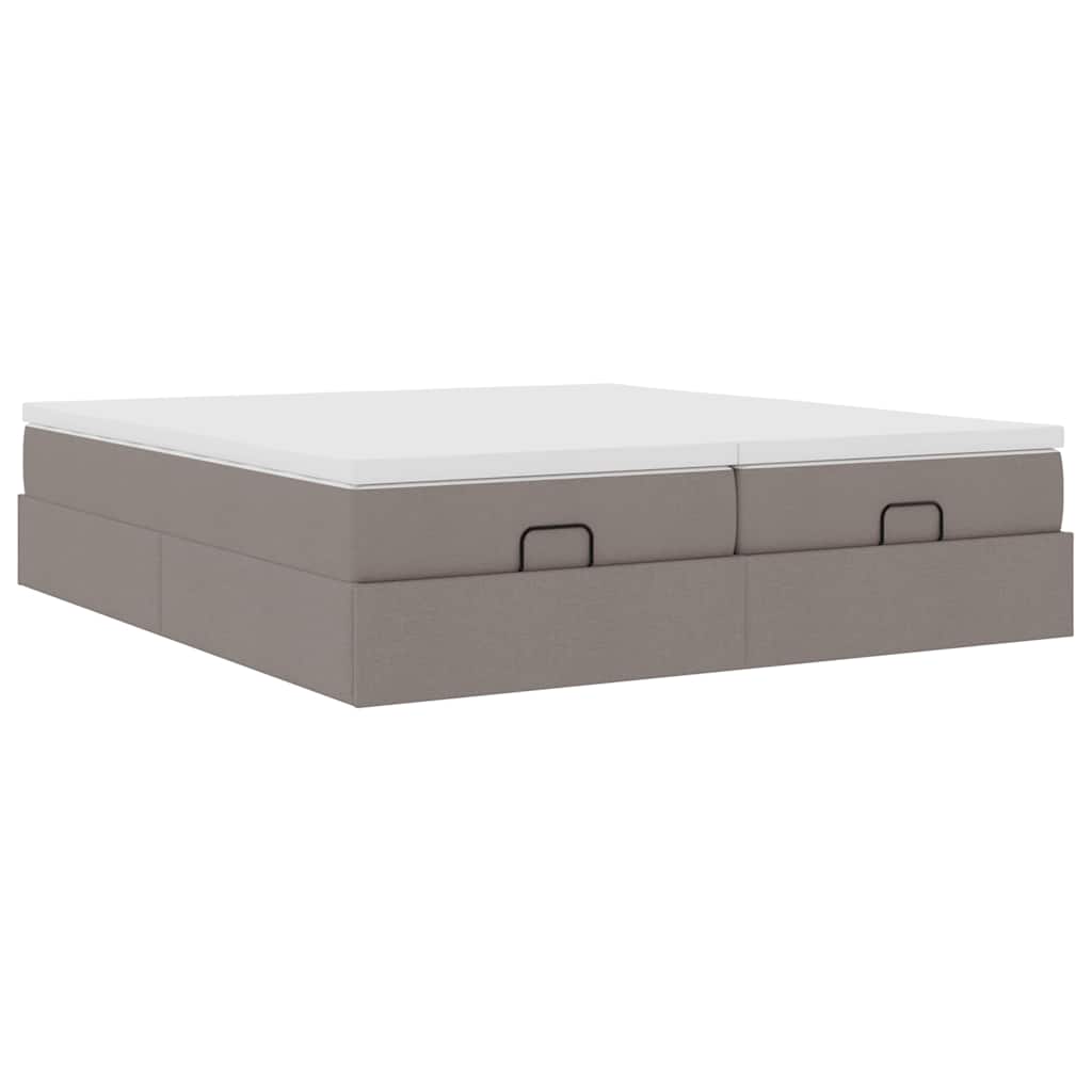 vidaXL Οθωμανικό κρεβάτι με στρώματα Taupe 180x200cm ύφασμα