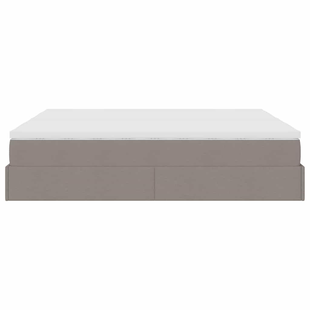 vidaXL Οθωμανικό κρεβάτι με στρώματα Taupe 180x200cm ύφασμα