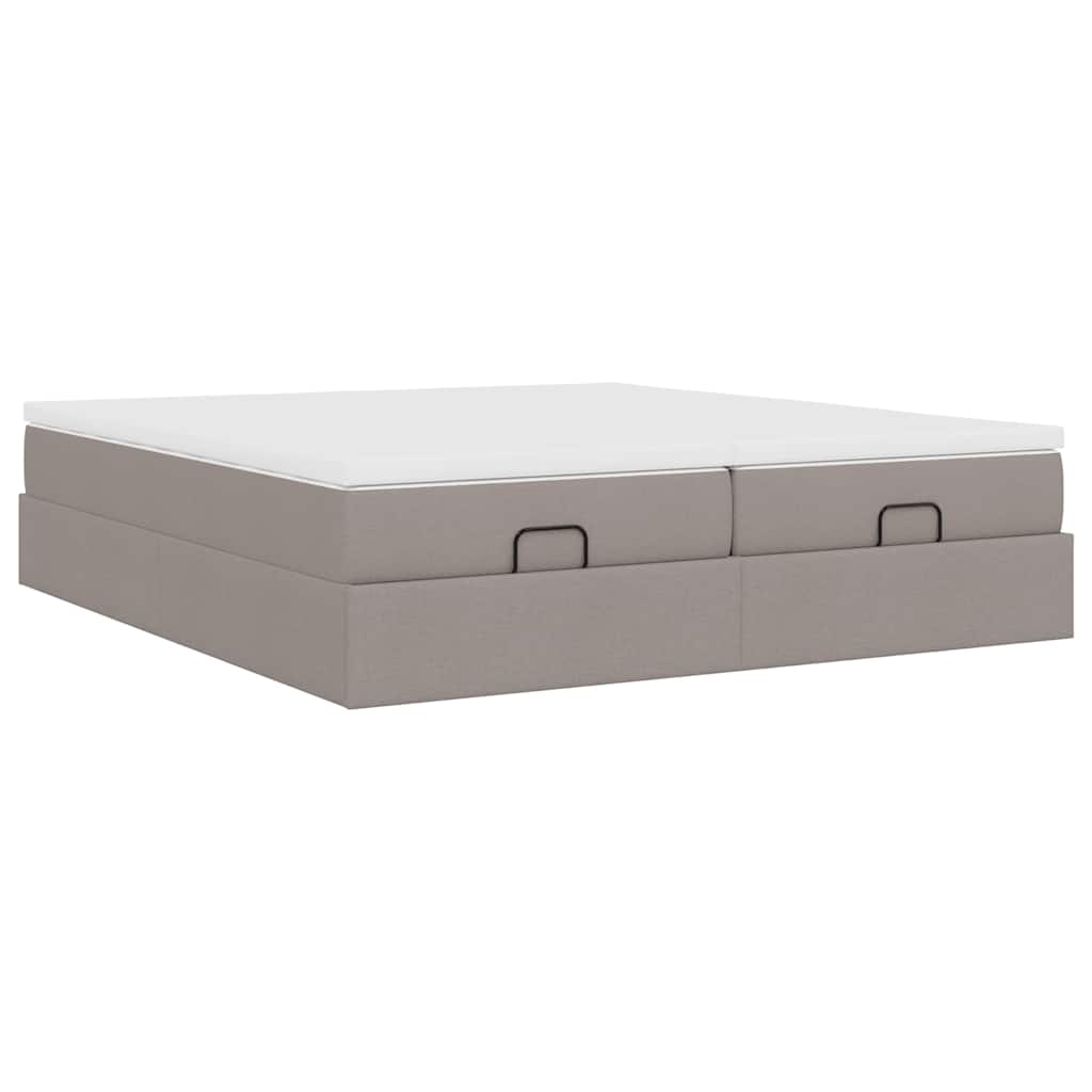 vidaXL Οθωμανικό κρεβάτι με στρώματα Taupe 180x200cm ύφασμα