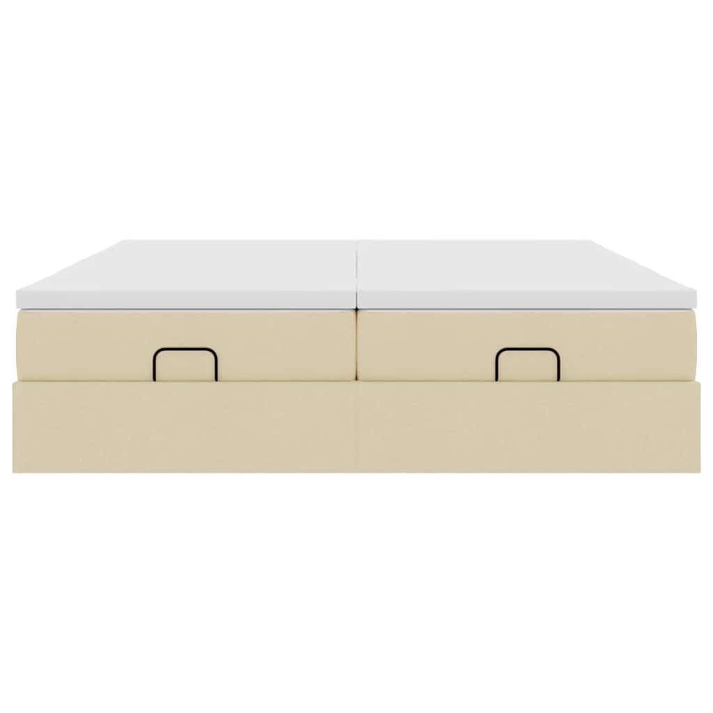 vidaXL Οθωμανικό κρεβάτι με στρώματα Κρέμα 180x200cm ύφασμα
