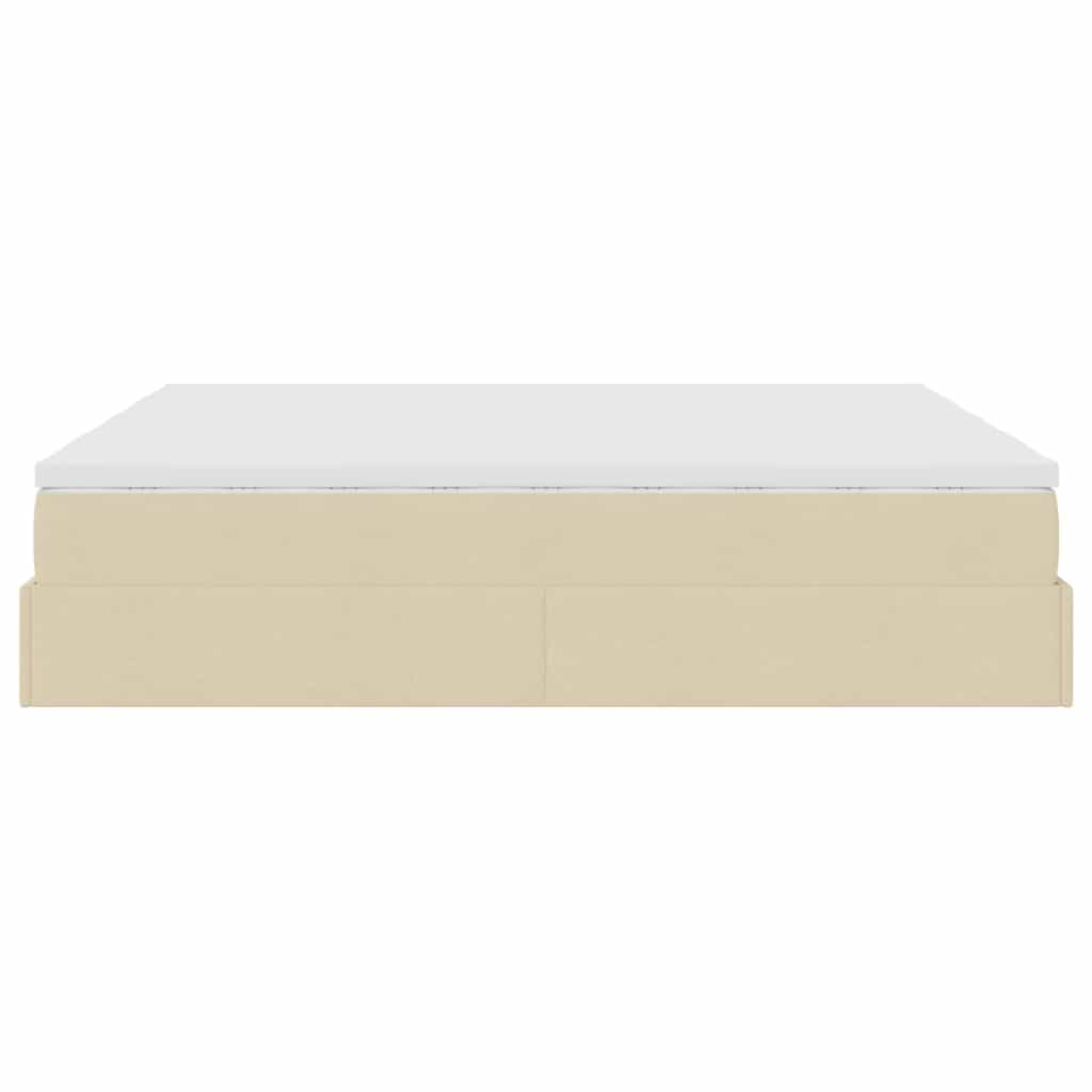 vidaXL Οθωμανικό κρεβάτι με στρώματα Κρέμα 180x200cm ύφασμα