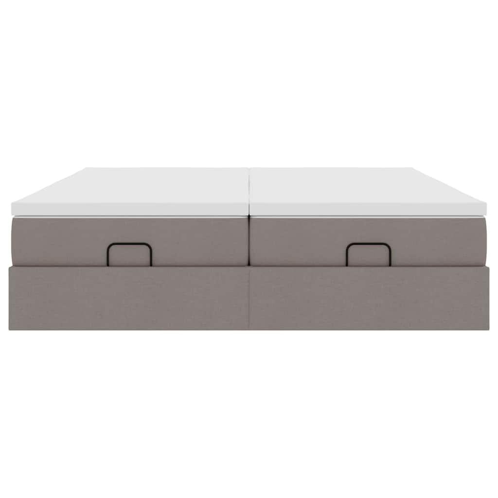 vidaXL Οθωμανικό κρεβάτι με στρώματα Taupe 200x200cm ύφασμα