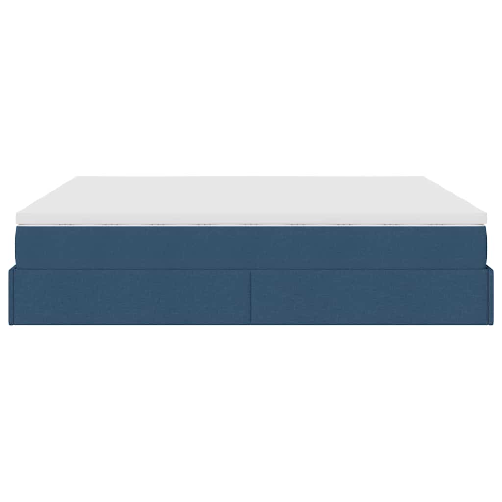 vidaXL Οθωμανικό κρεβάτι με στρώματα μπλε 200x200cm ύφασμα