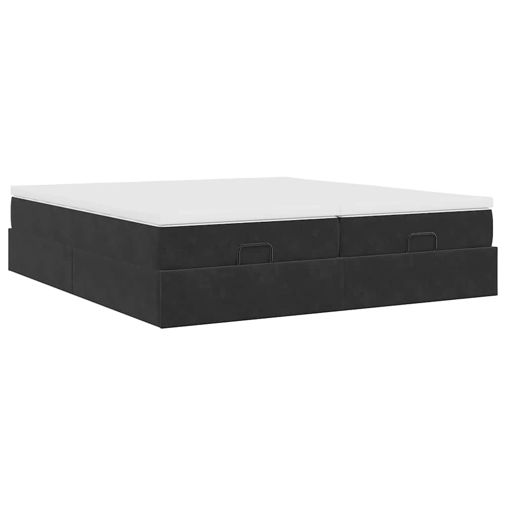 vidaXL Οθωμανικό κρεβάτι με στρώματα Μαύρο 160x200cm Velvet