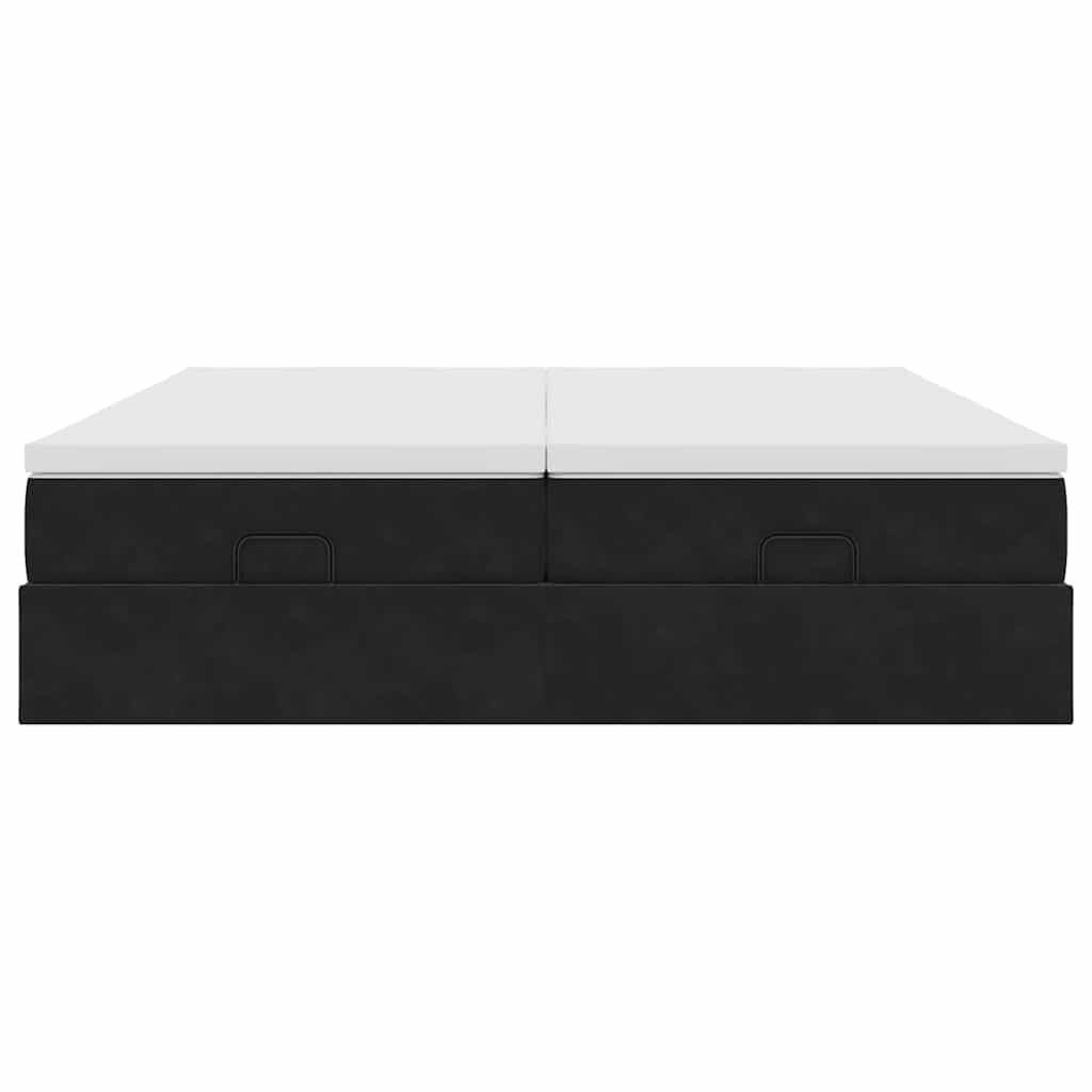 vidaXL Οθωμανικό κρεβάτι με στρώματα Μαύρο 160x200cm Velvet