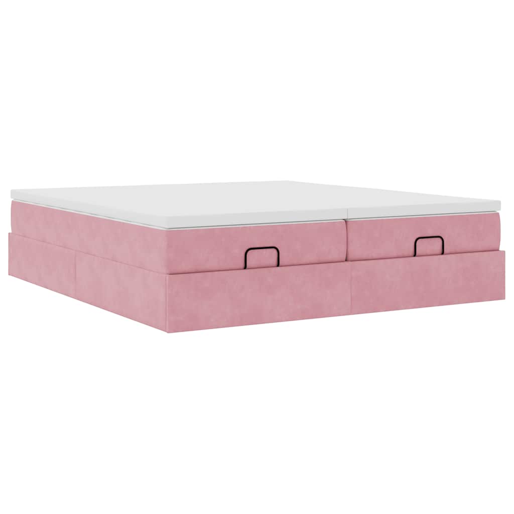 vidaXL Οθωμανικό κρεβάτι με στρώματα ροζ 160x200cm Velvet