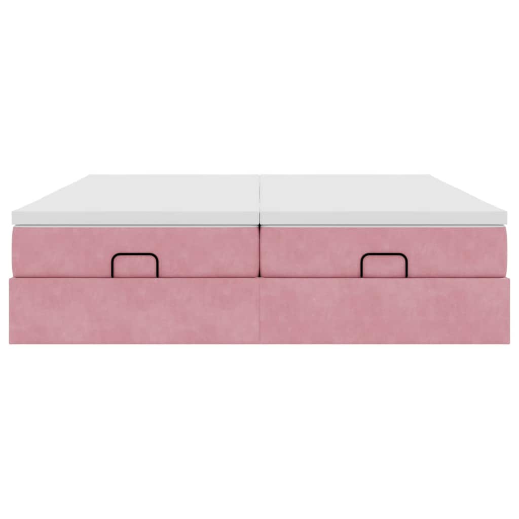 vidaXL Οθωμανικό κρεβάτι με στρώματα ροζ 160x200cm Velvet