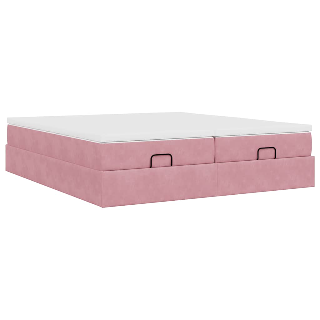 vidaXL Οθωμανικό κρεβάτι με στρώματα ροζ 160x200cm Velvet