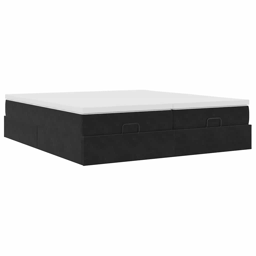 vidaXL Οθωμανικό κρεβάτι με στρώματα Μαύρο 180x200cm Velvet