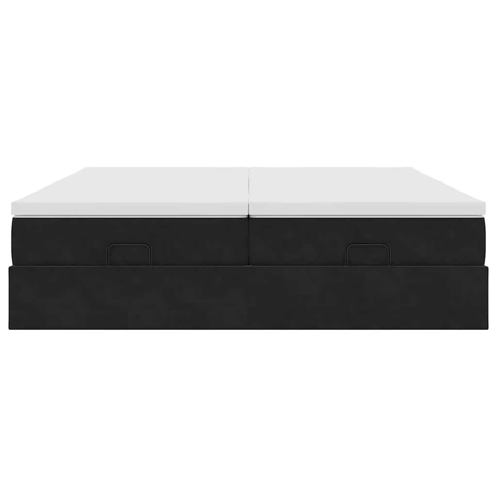 vidaXL Οθωμανικό κρεβάτι με στρώματα Μαύρο 200x200cm Velvet