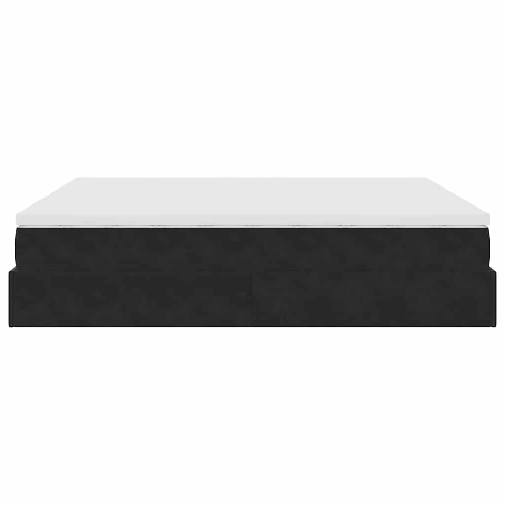 vidaXL Οθωμανικό κρεβάτι με στρώματα Μαύρο 200x200cm Velvet