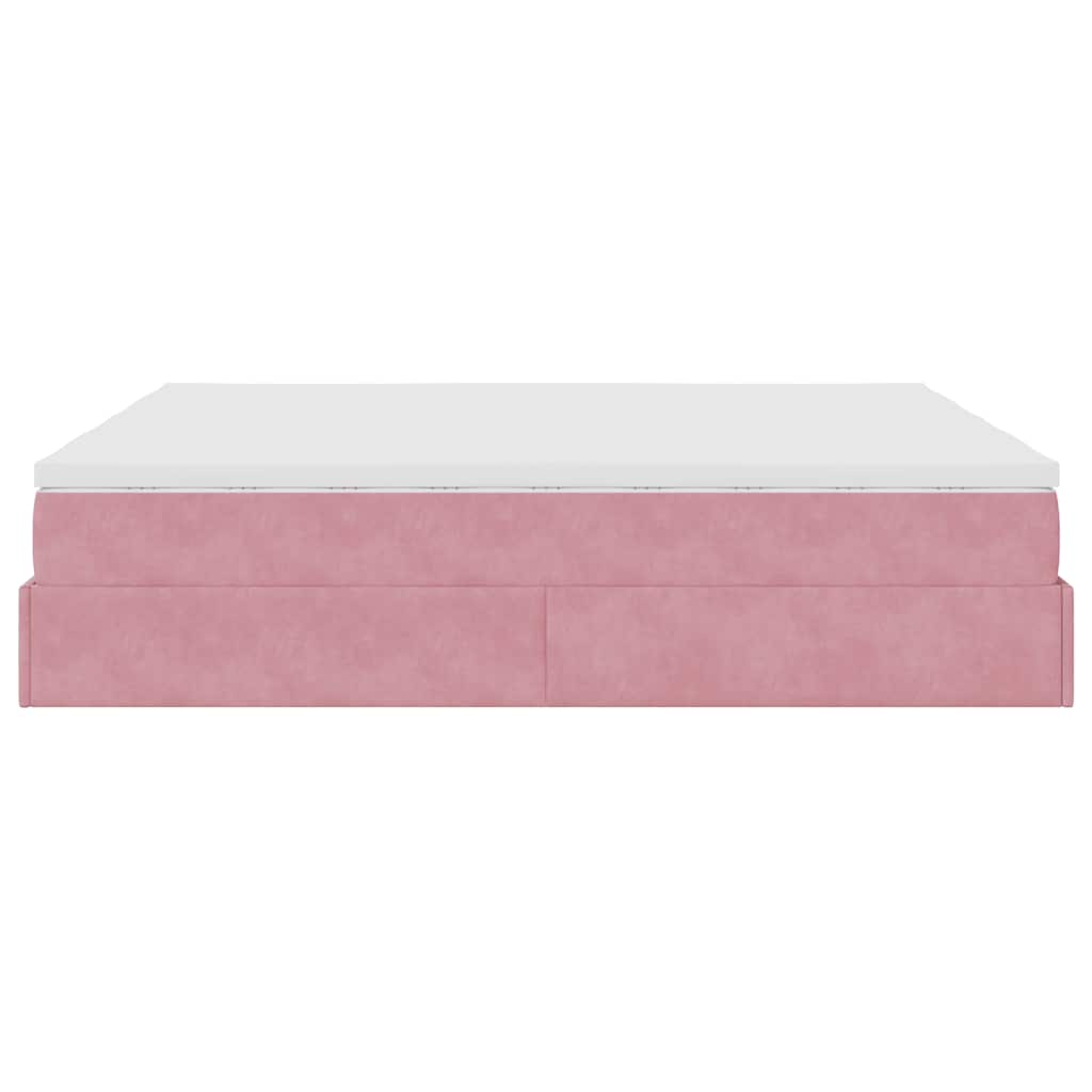 vidaXL Οθωμανικό κρεβάτι με στρώματα ροζ 200x200cm Velvet